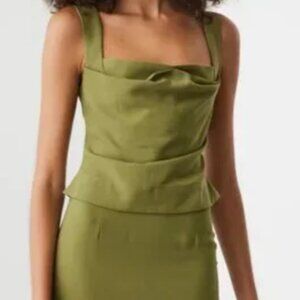 Miaou Imogene Top - Olive Green Corset Top